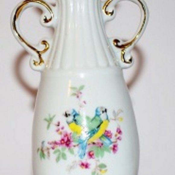 Vintage Porcelain Vase With Bird Couple Pattern - Picture 1 of 2